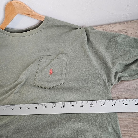 Vintage Polo Ralph Lauren Mens Large Shirt Green Long Sleeve Embroidered 90's - Picture 9 of 10